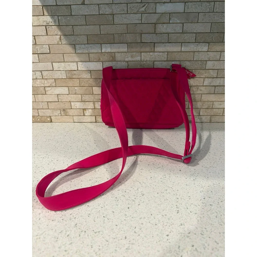 Vera Bradley Hot Pink Messenger Crossbody Travel Bag Organizer Purse Adjustable